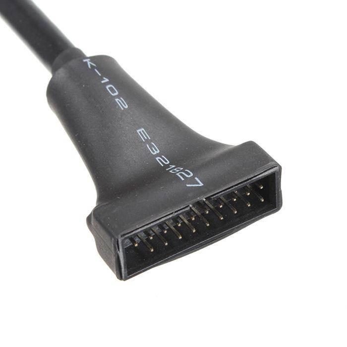 Male USB 3.0 20pin Header Housing to Female USB 2.0 9pin Motherboard Cable Black 10cm