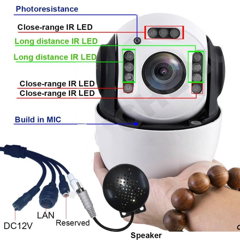 Outdoor Wireless 5MP 30X Zoom Security Camera 4MP humanoid Auto Tracking SONY IMX335 PTZ Speed Dome Super HD IP Camera, Motion Detection Alarm, IP66 Waterproof  build MIC Speaker 128GB SD CARD