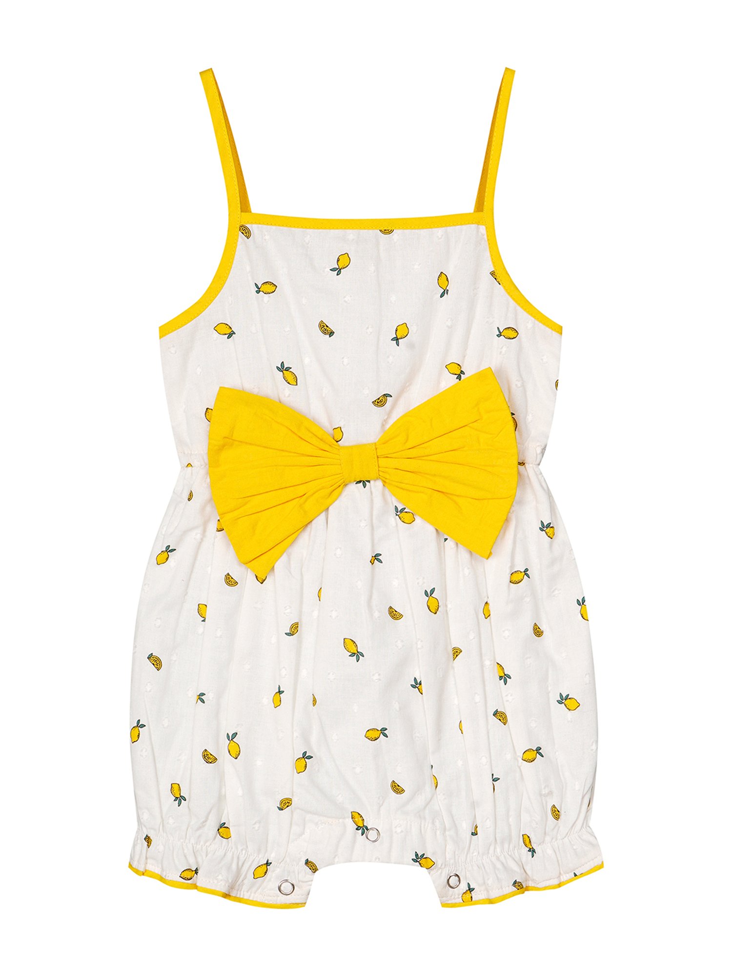 Budding Bees Kids White & Yellow Printed Romper