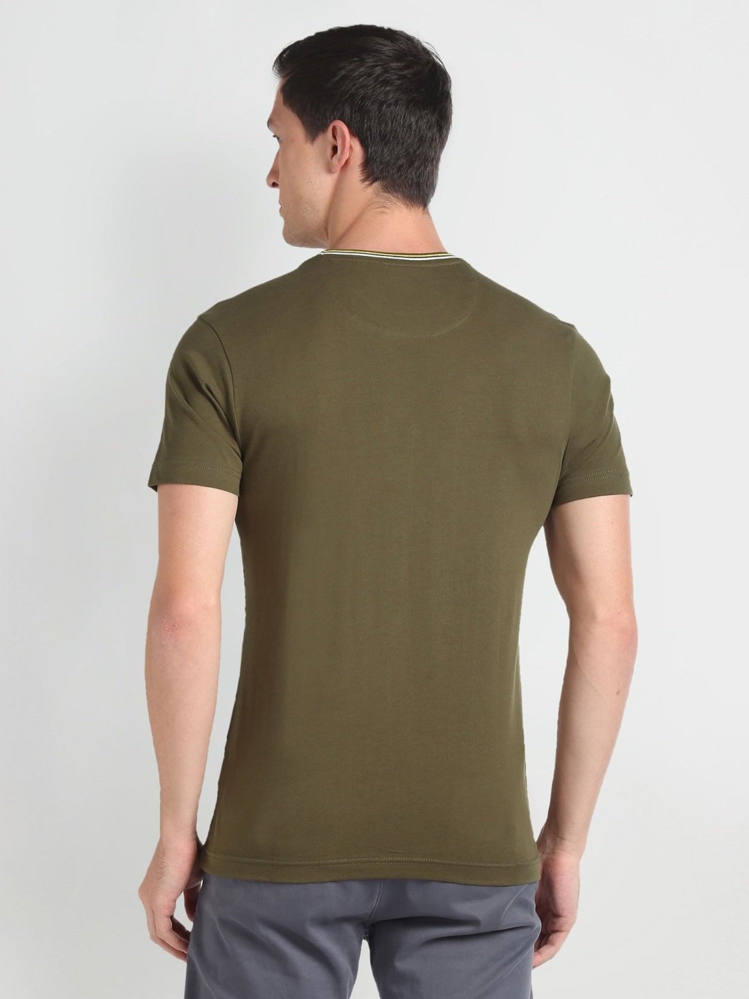 Arrow Sport Green Cotton Regular Fit T-Shirt