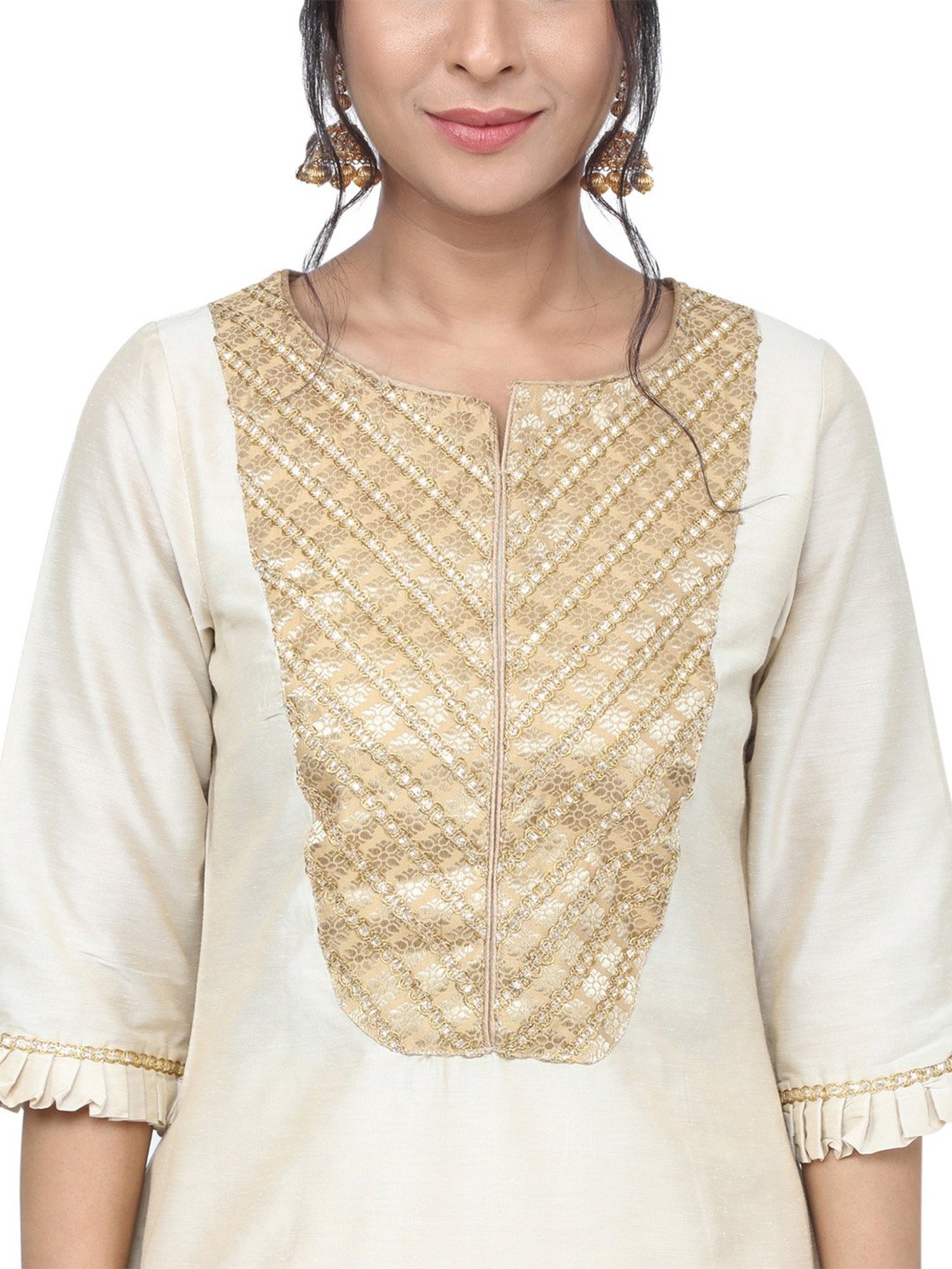 Paislei Beige Kurta Pant Set