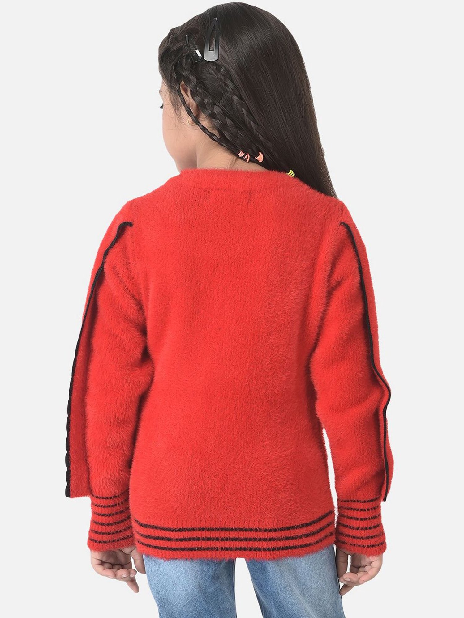 Crimsoune Club Kids Red Applique Full Sleeves Sweater