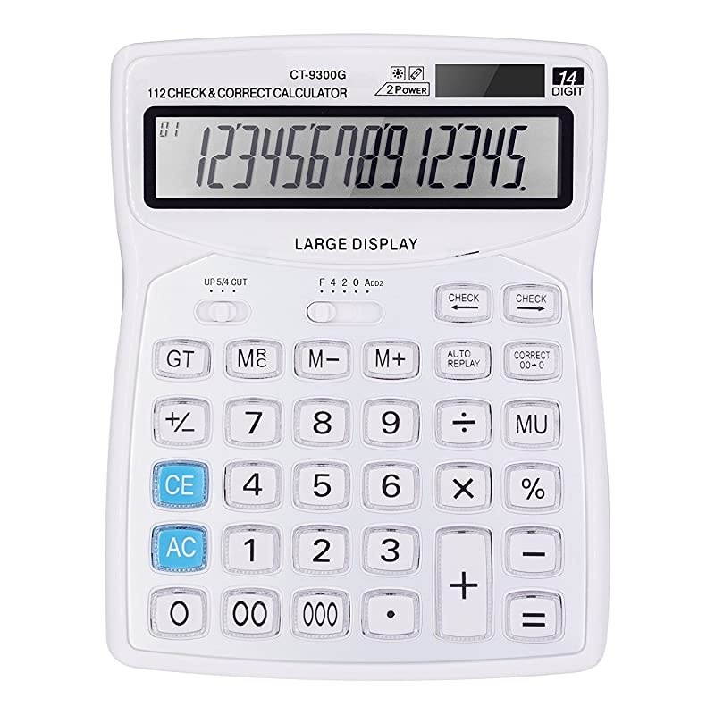 Professional Standard Large Desktop s,Office/Business/Electronic calculators with 14-Digit Large Display, Solar and AA Battery Dual Power Black