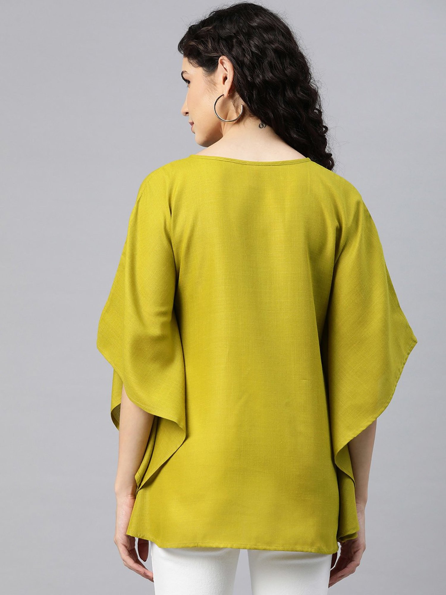 Cottinfab Lime Green Regular Fit Kaftan Top