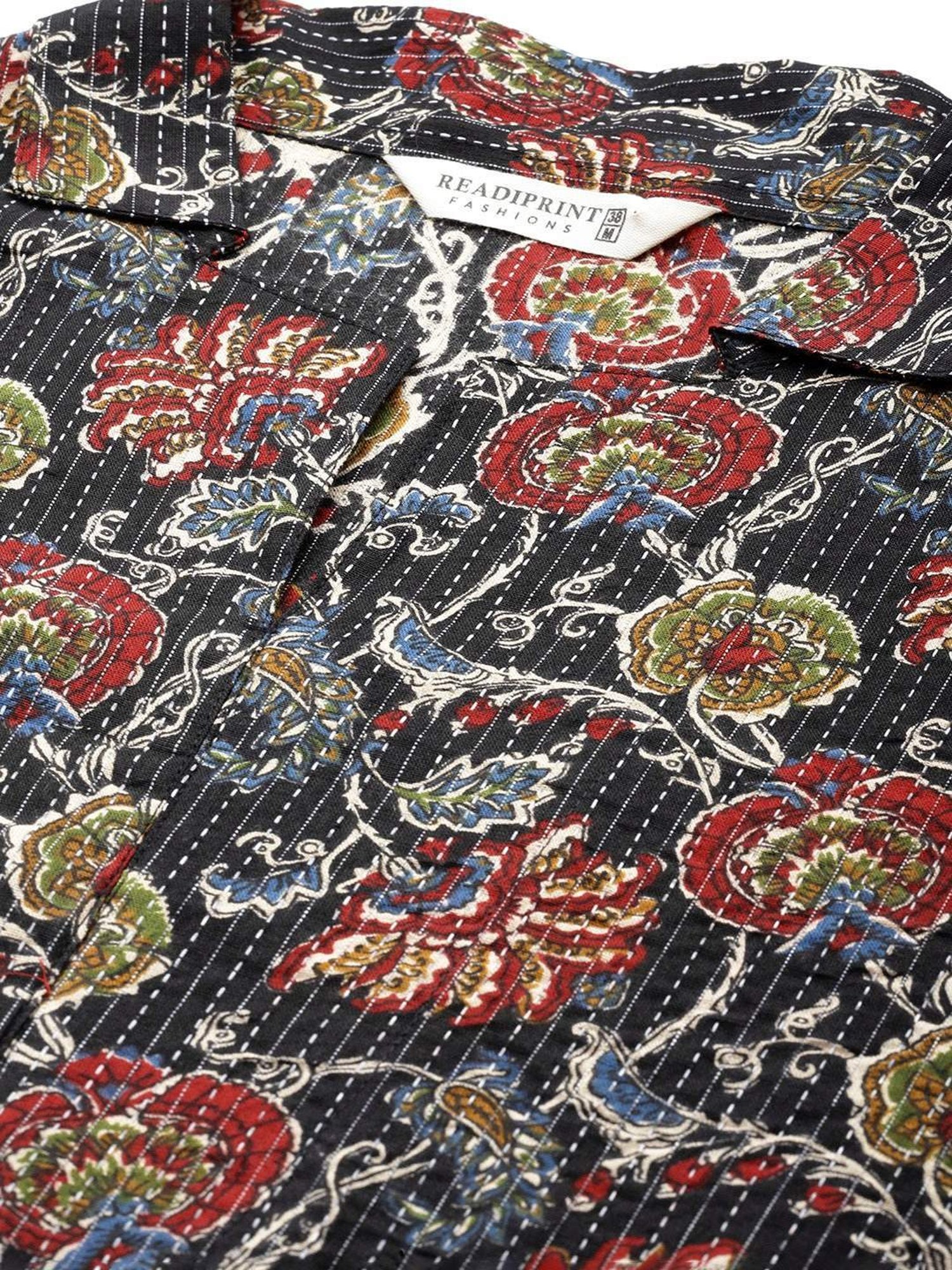 READIPRINT FASHIONS Black Cotton Floral Print Kurta Pant Set