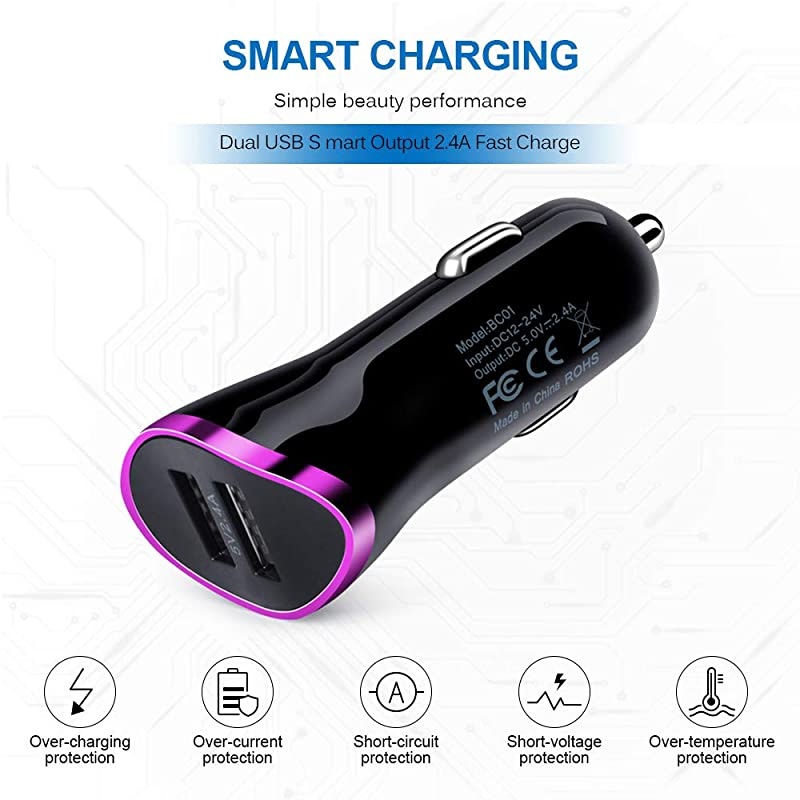 Type C Wall Charger Car Charger  USB Charging Block Plug+ 2PC Fast USB C Cable 6ft for Samsung Galaxy Note 10 S20+ S10 S9 A50 A10E A20E A51 A20S A01 LG Stylo 5 6 Moto G8 G7 Google Pixel 3a