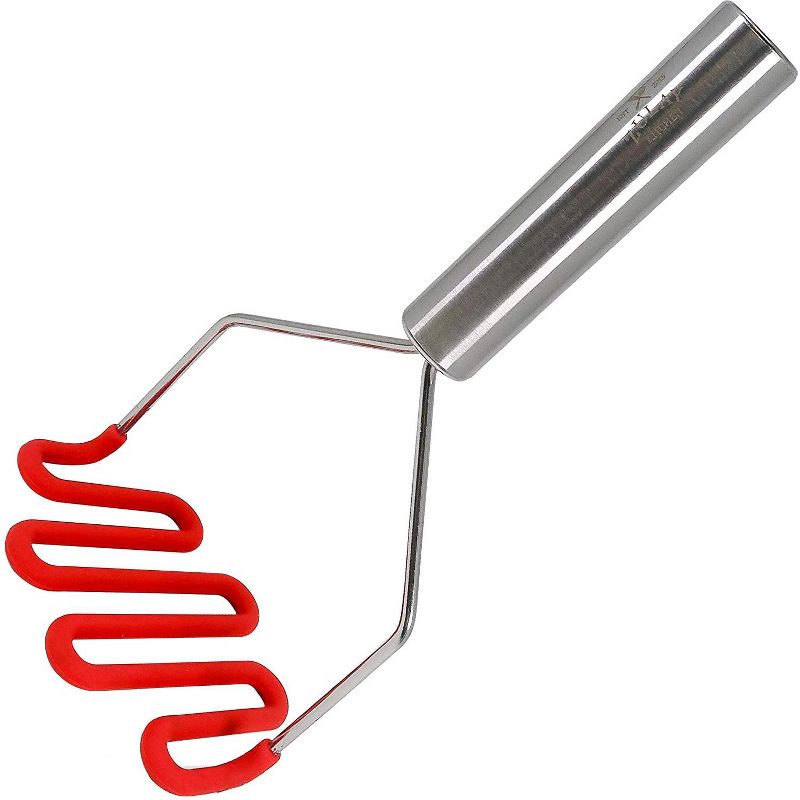 Zulay Kitchen Potato Masher with Premium Silicone-Coated - Ruby Red