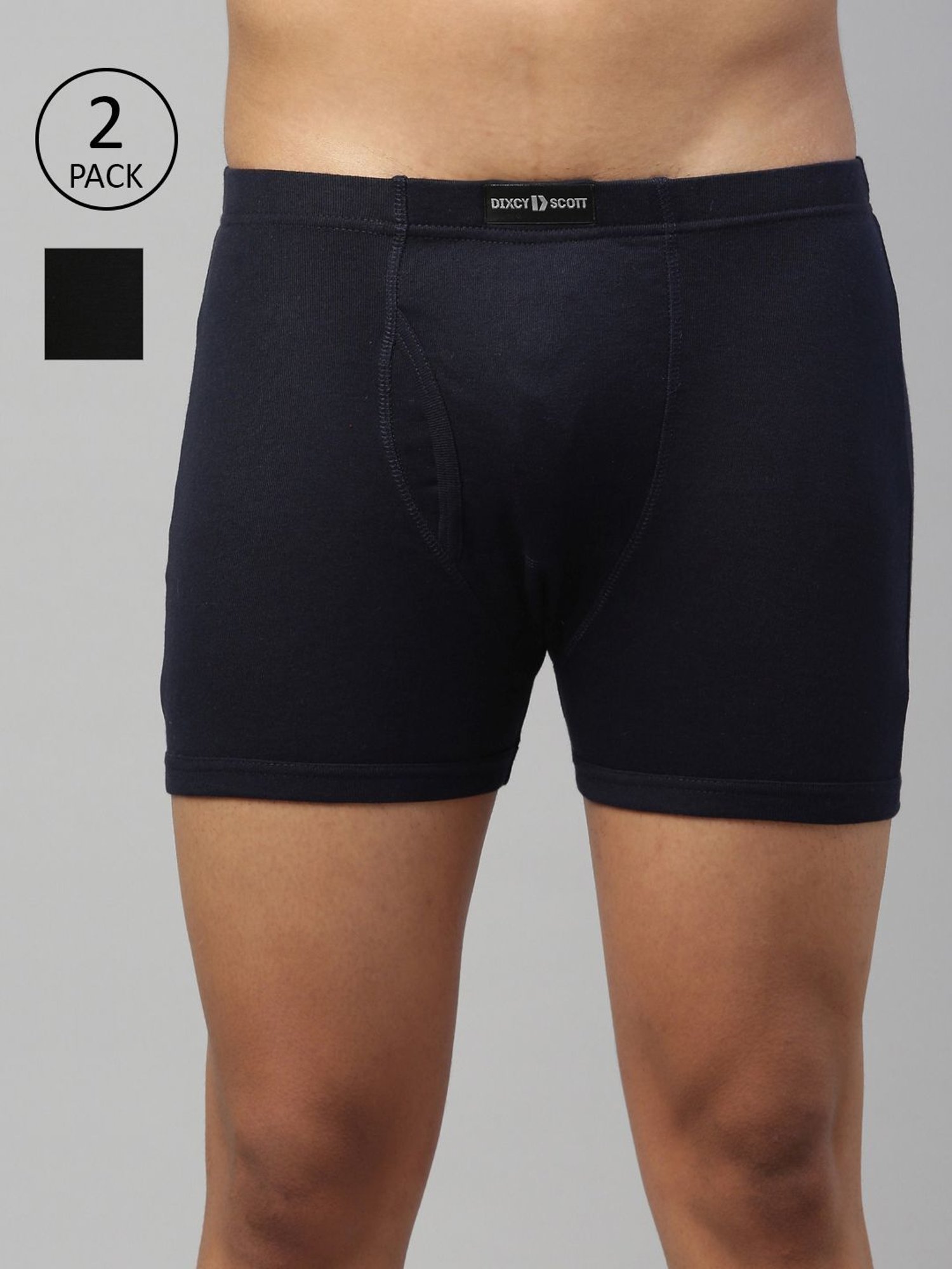 DIXCY SCOTT MAXIMUS Black & Navy Cotton Regular Fit Trunks - Pack Of 2