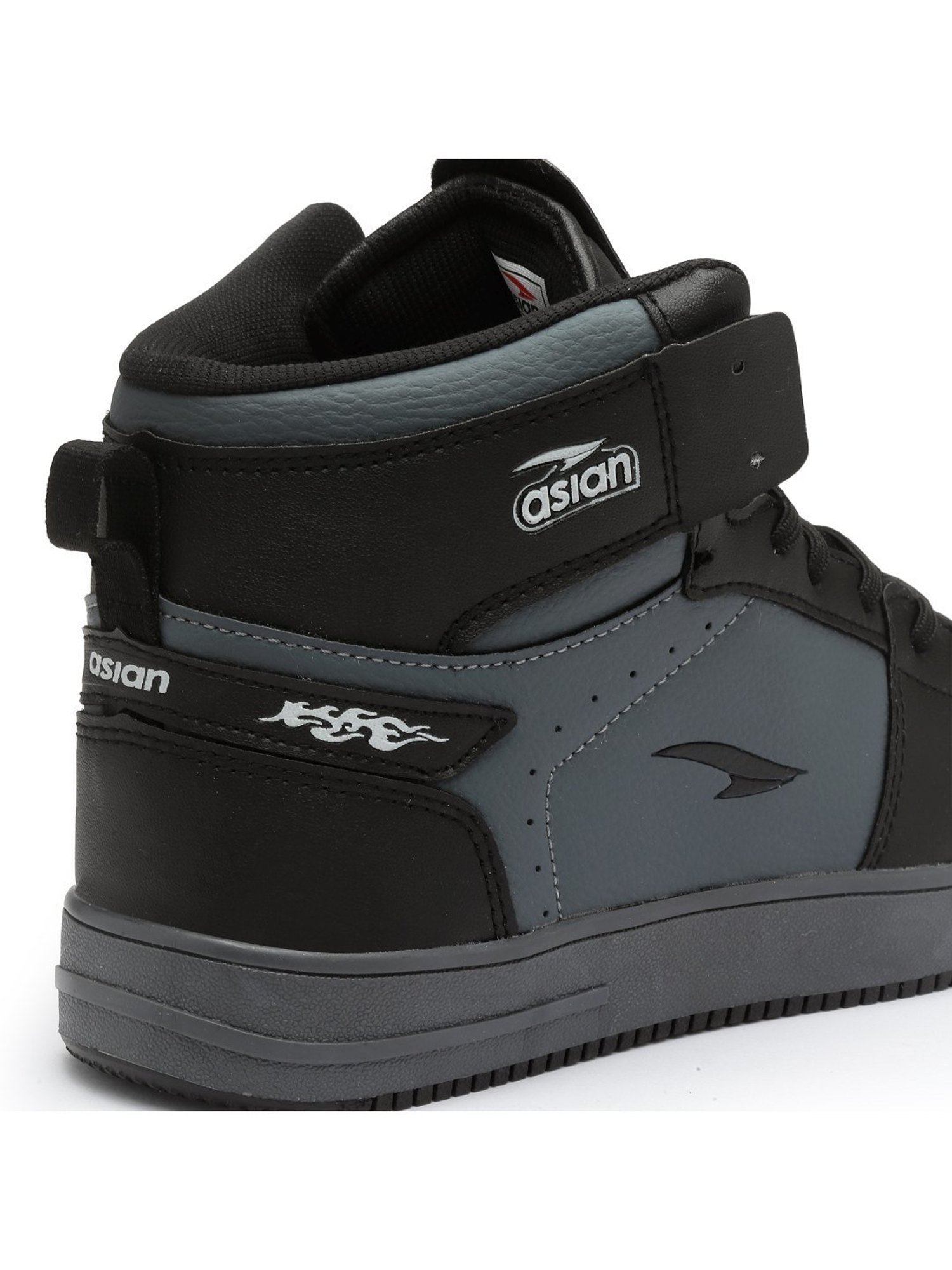 Asian Men's Grey & Black Ankle High Sneakers