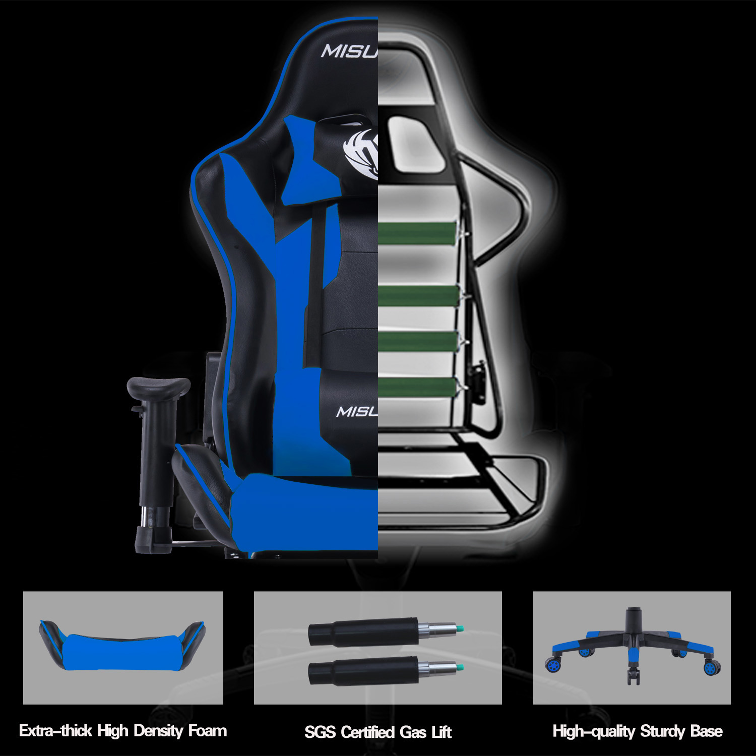 Gaming Chair, Racing Style Computer Desk Chair Padded Armrests Ergonomic Lumbar Support Adjustable Height