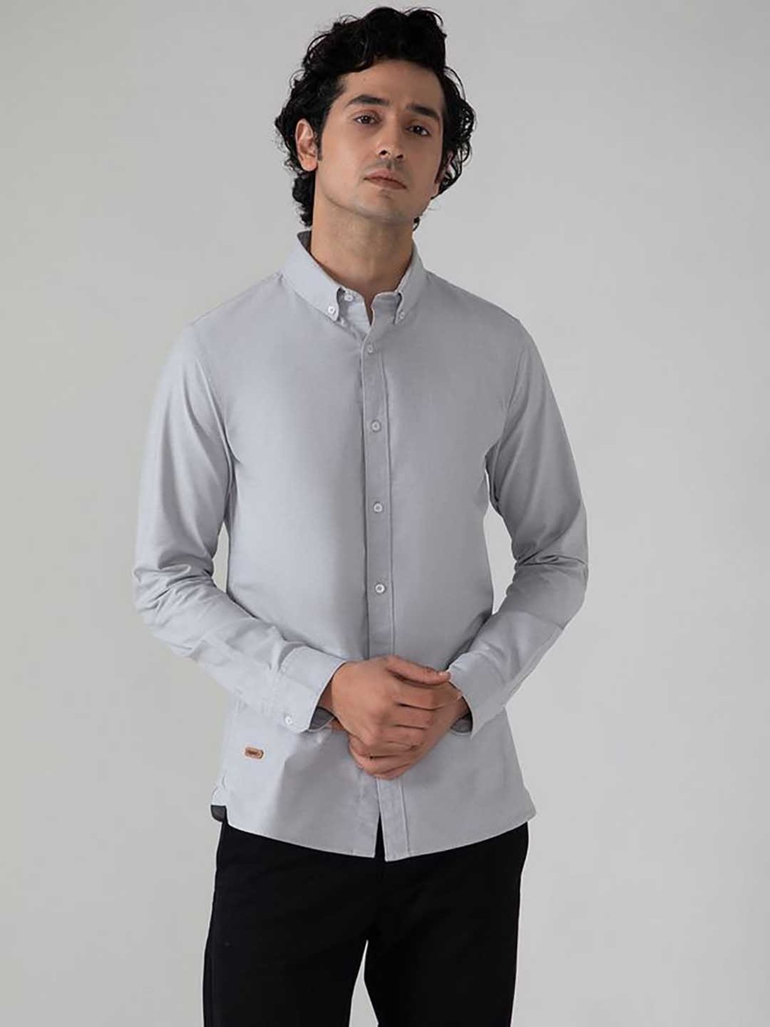 SUBTRACT Stone Grey Slim Fit Shirt