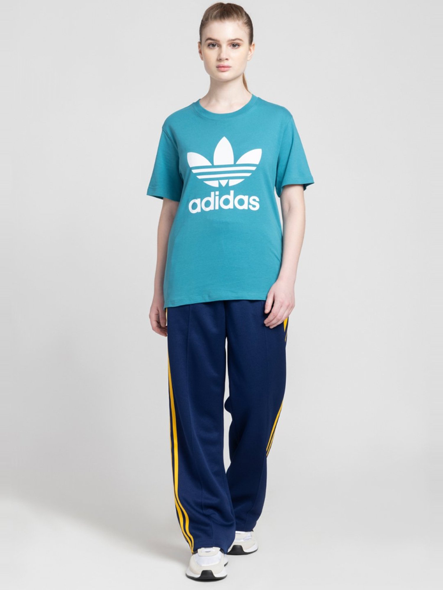 Adidas Originals Blue Cotton Printed T-Shirt