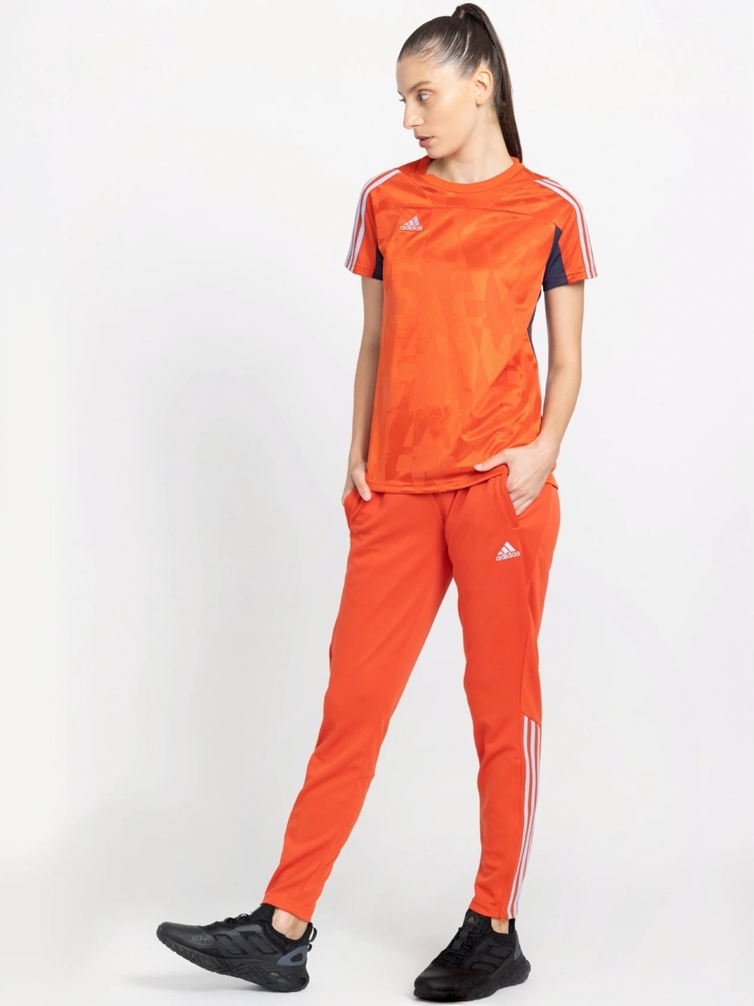 ADIDAS Red Striped Sports Track Pants