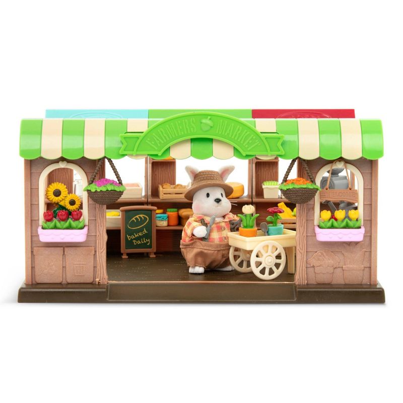 Li'l Woodzeez Store Playset with Toy Food 68pc - Hoppin' Farmers Market