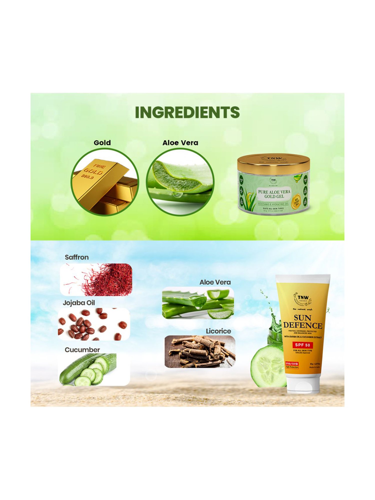 TNW-The Natural Wash Aloe Vera Gold Gel & SPF 50