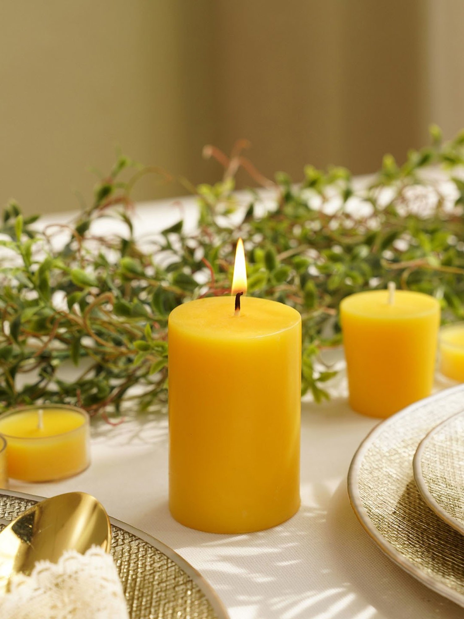 Pure Home and Living Yellow Magnolia Jasmine Pillar Candle