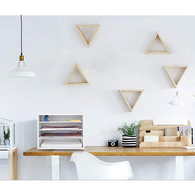 Wood Desktop Organizer Paper Storage Letter Tray File Sorter for Home OfficeWhite