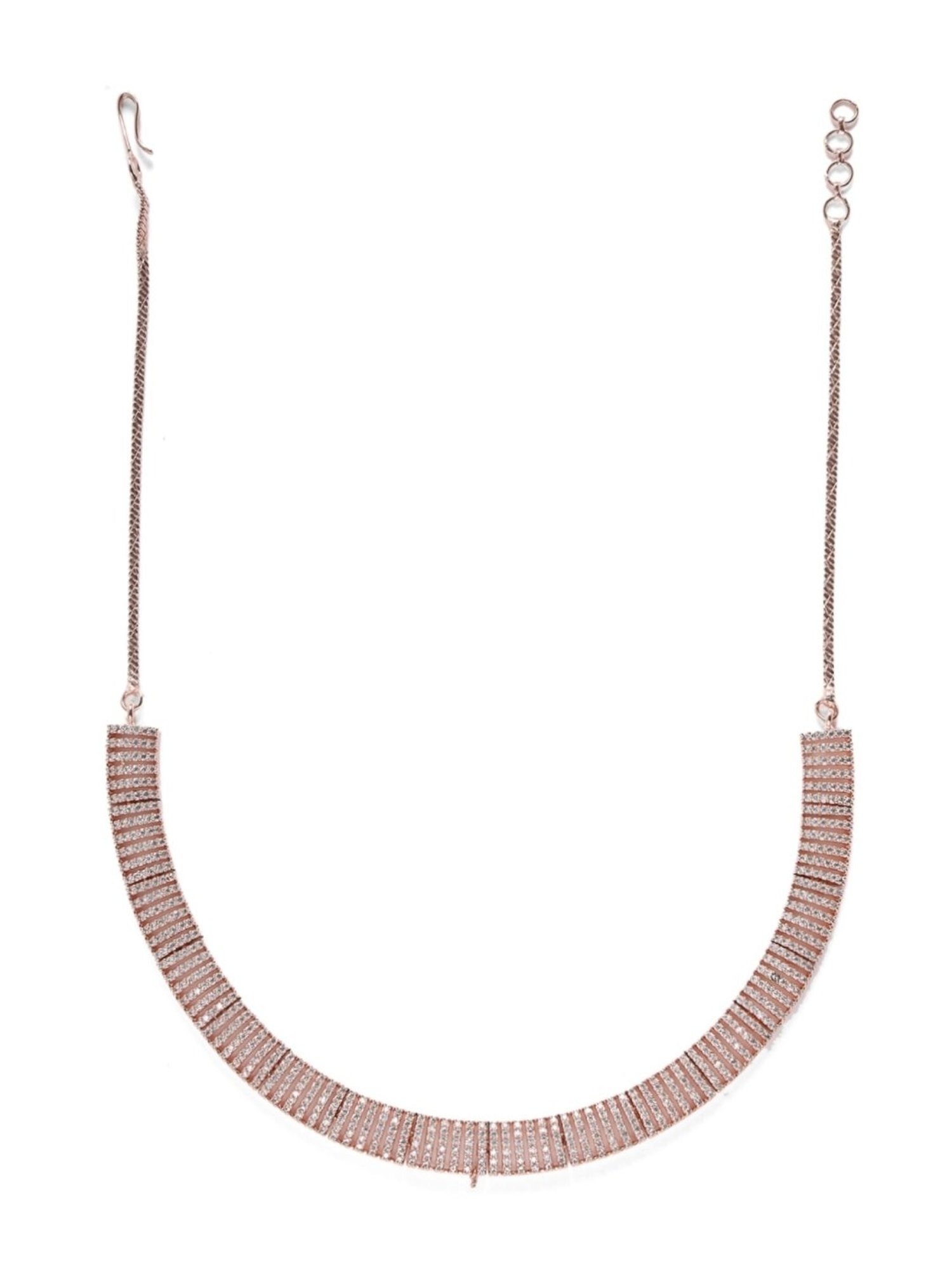 Aatmana American Diamond Cubic Zirconia Rose Gold-Plated Necklace Set
