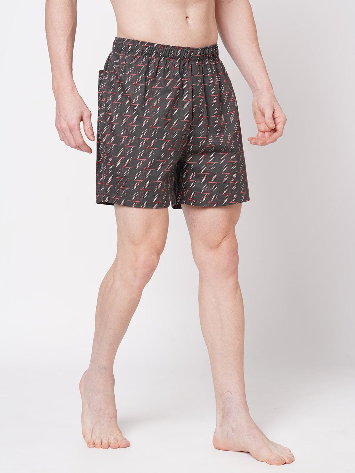 Fitz Grey Relaxed Fit Printed Boxers