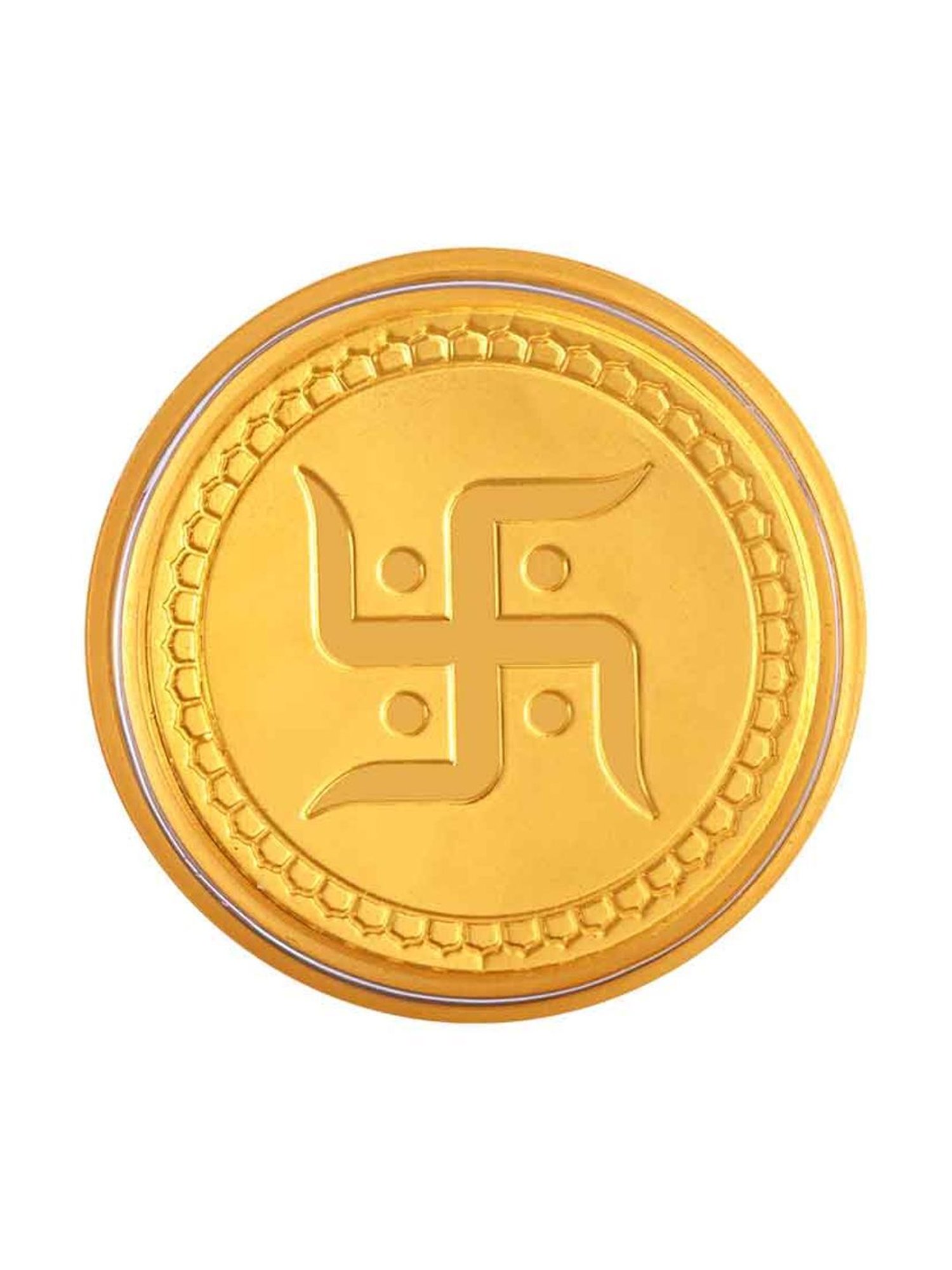 P.C. Chandra Jewellers Pooja Kalash-Inscribed 24k (999) 0.05gm Yellow Gold Foil Coin