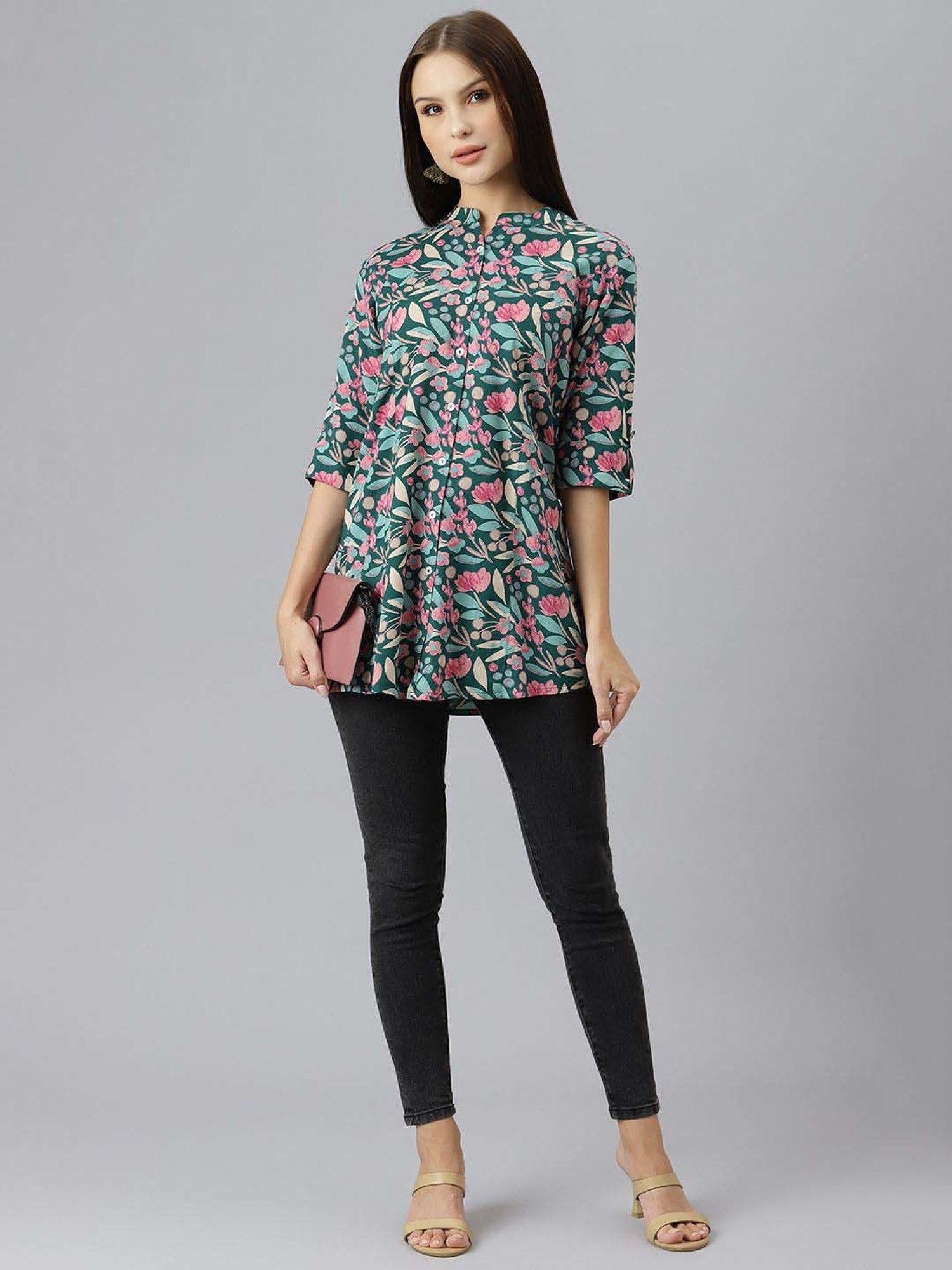 Divena Green Floral Print Top