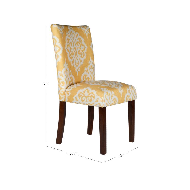 Set of 2 Parson Dining Chair Wood/Damask Yellow - HomePop