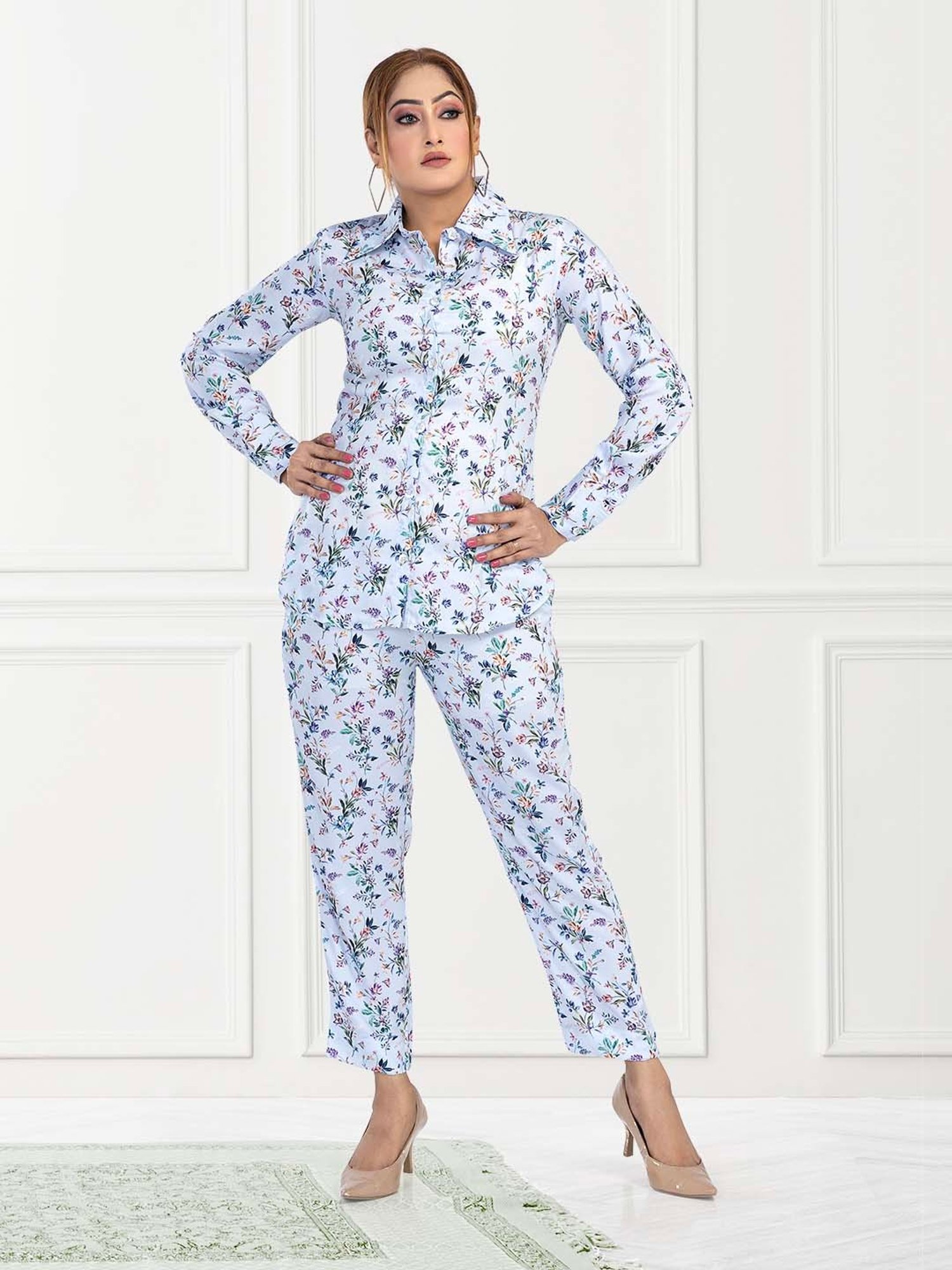 Nino Bambino Light Blue Printed Shirt With Pants