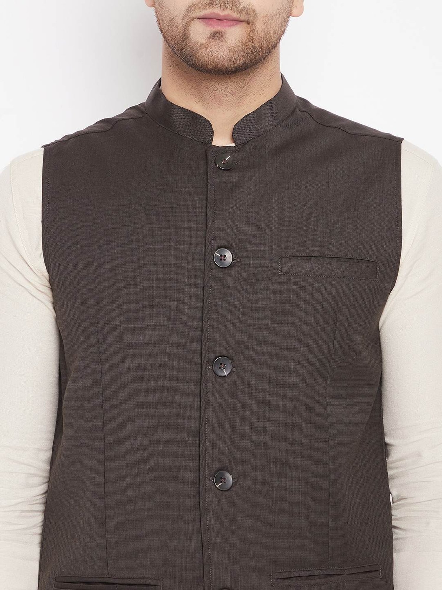 Even Brown Regular Fit Nehru Jacket