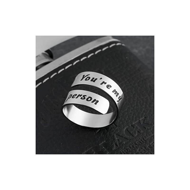 Inspirational Motivational Ring Adjustable Personalized Stainless Steel Spiral Wrap Twist Ring Encouragement Personalized Jewelry Birthday Gifts for Girls You are my person