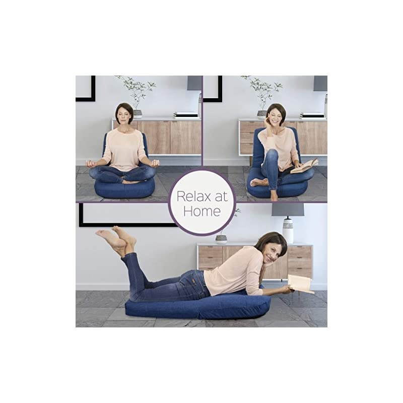 Easy Lounge Floor Chair- Adjustable Padded Folding Chair with Back Support, Comfortable Gaming Chair with Backrest for Home and Office, Blue&hellip;