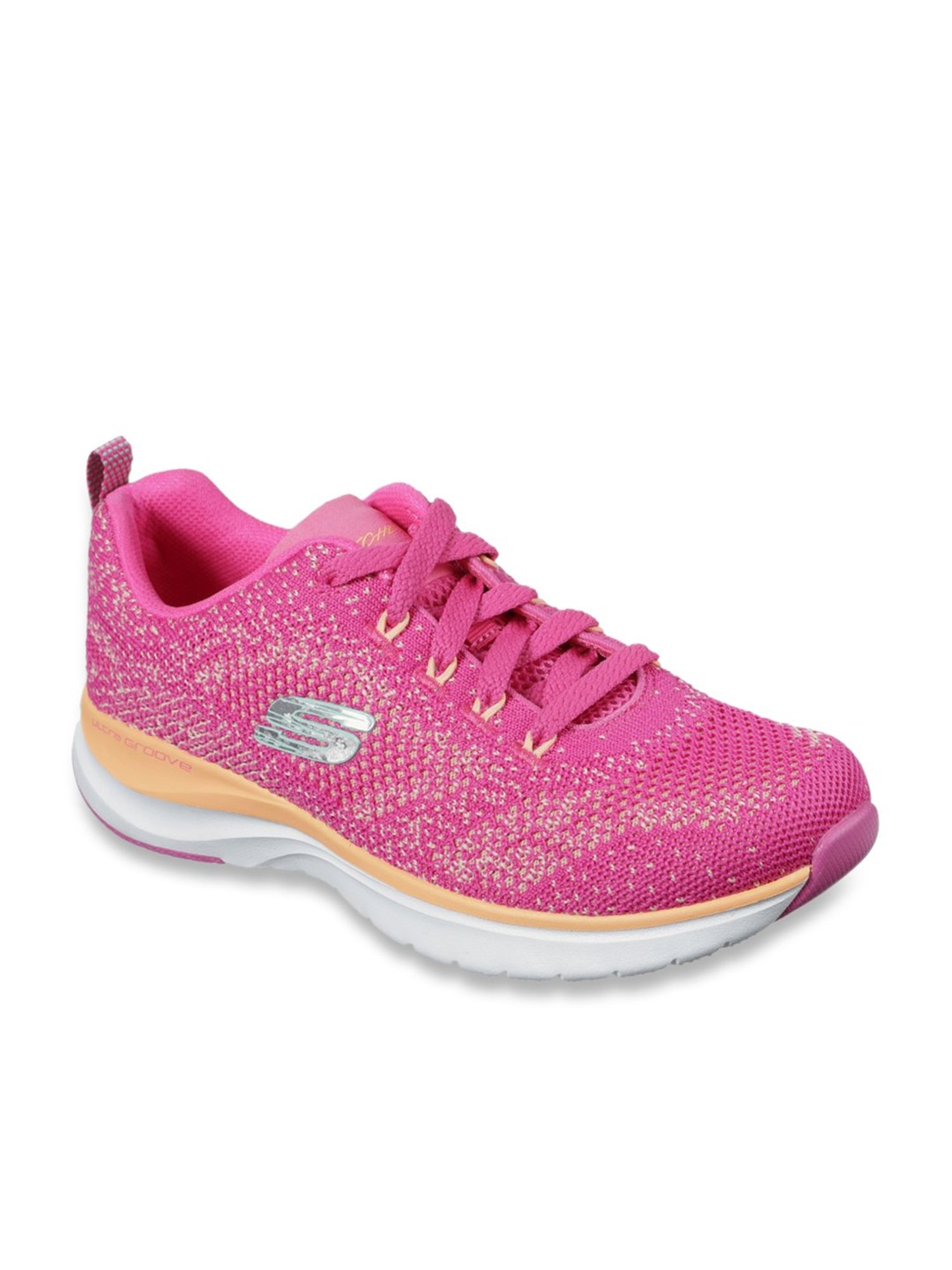 Skechers Women's ULTRA GROOVE Hot Pink Orange Sports Slip On Shoe