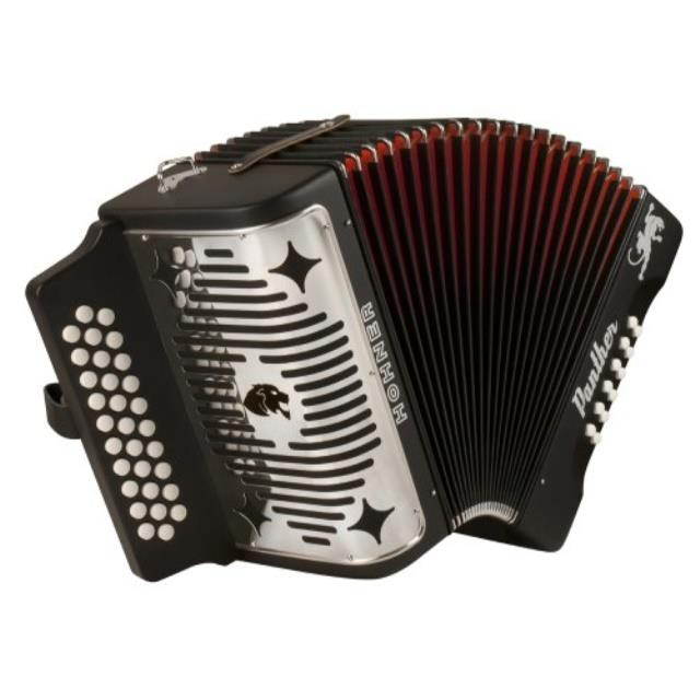 hohner panther g/c/f 3row diatonic accordion  black
