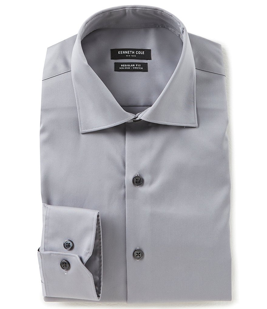 Kenneth Cole New York Non-Iron Regular Fit Spread Collar Solid Dress Shirt