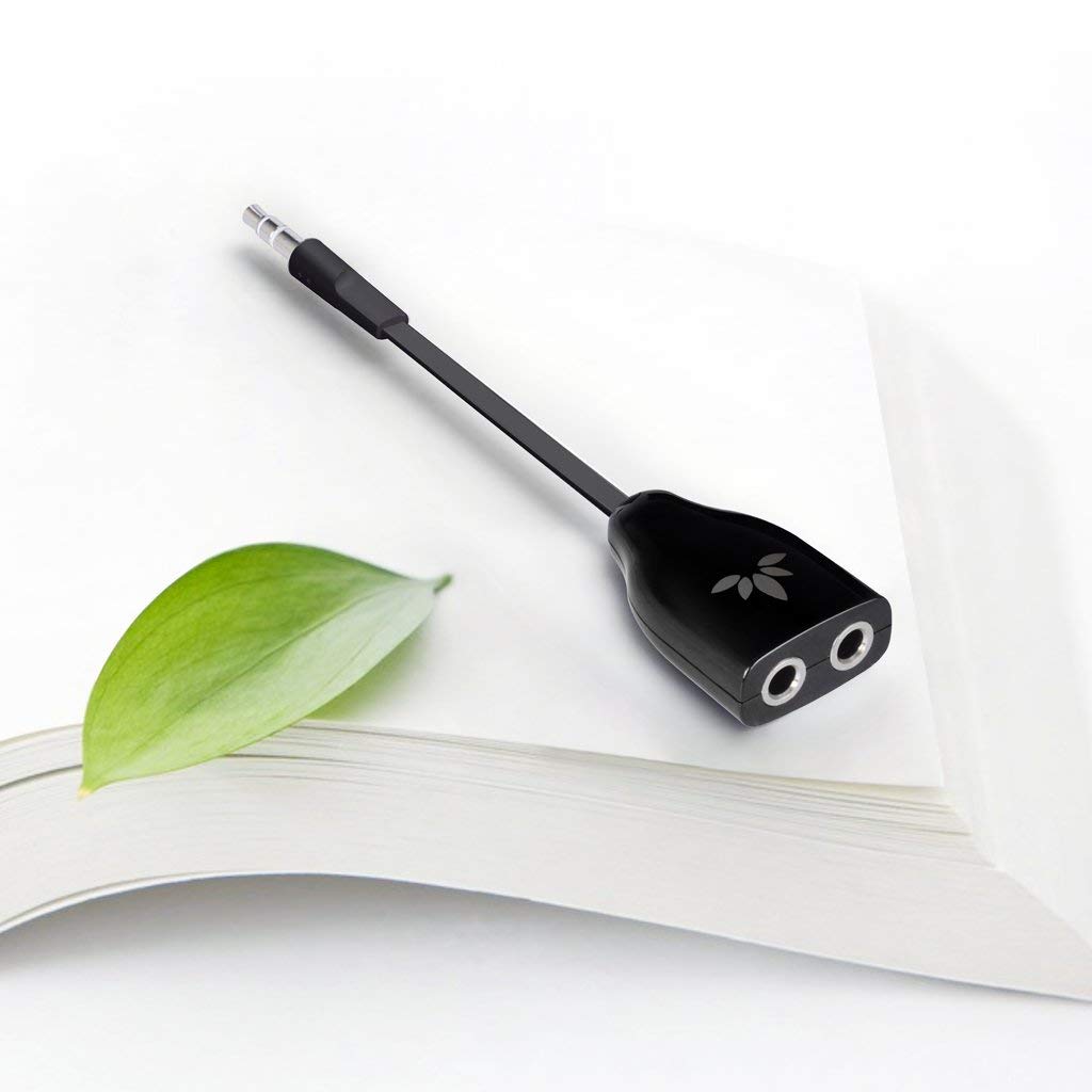 Avantree Two Way 3.5mm Dual Headphone Jack Splitter, AUX Stereo Earphone Earbuds Y Audio Split Adapter Cable, Compatible with iPhone, iPad, Samsung Phones and Tablets - Black