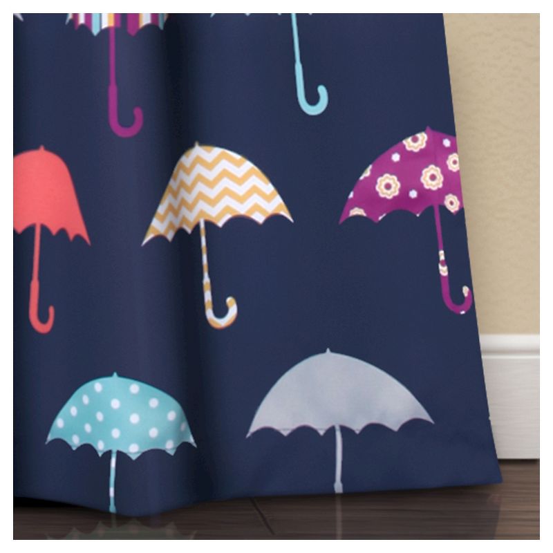 52"x84" Umbrella Room Darkening Window Curtain Set Navy - Lush Décor