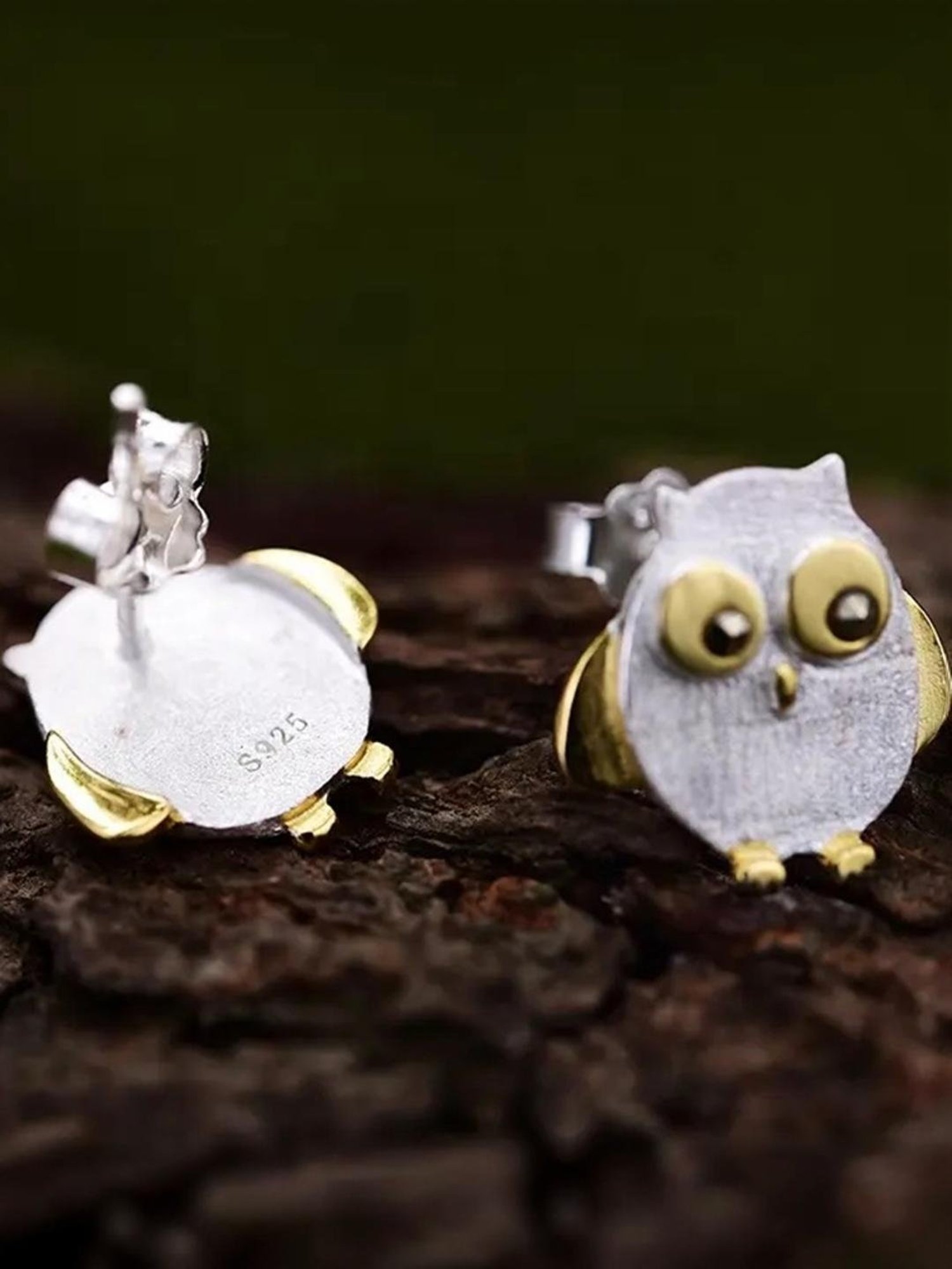 Rihi by P.C. Chandra Jewellers 92.5 Sterling Silver Owl Stud Earrings for Women & Girls
