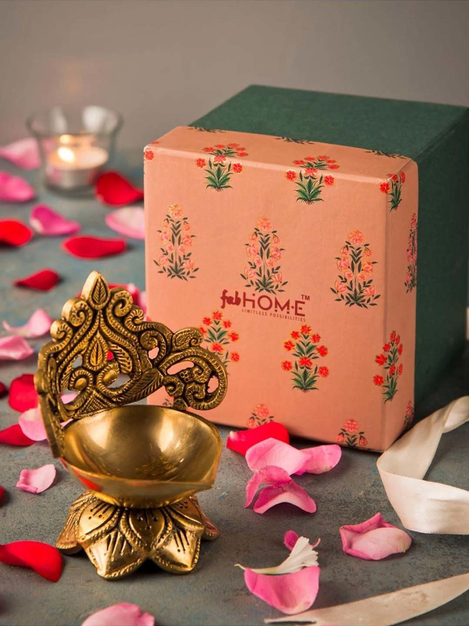 Fabindia Home Mehnoor Golden Metal Diya
