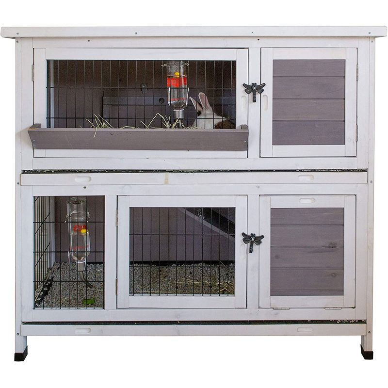 Trixie 2-Story Rabbit Hutch - Medium - Brown/White