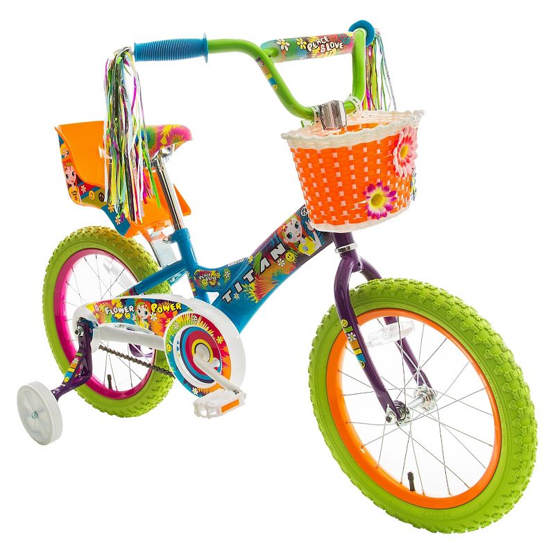 Titan Flower Power Princess 16" Kids' Bike - Blue/Green