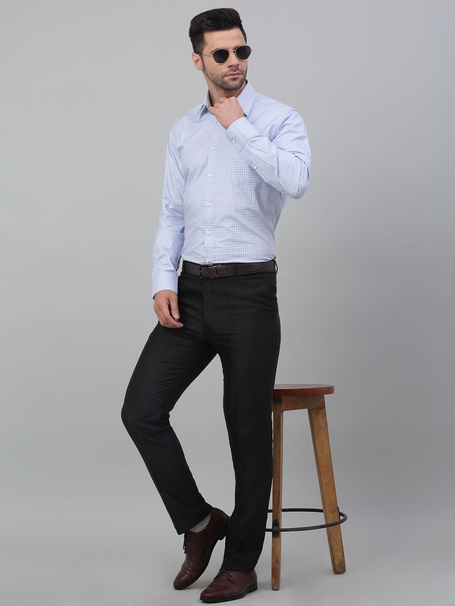 Louis Stitch Blue Cotton Regular Fit Checks Shirt