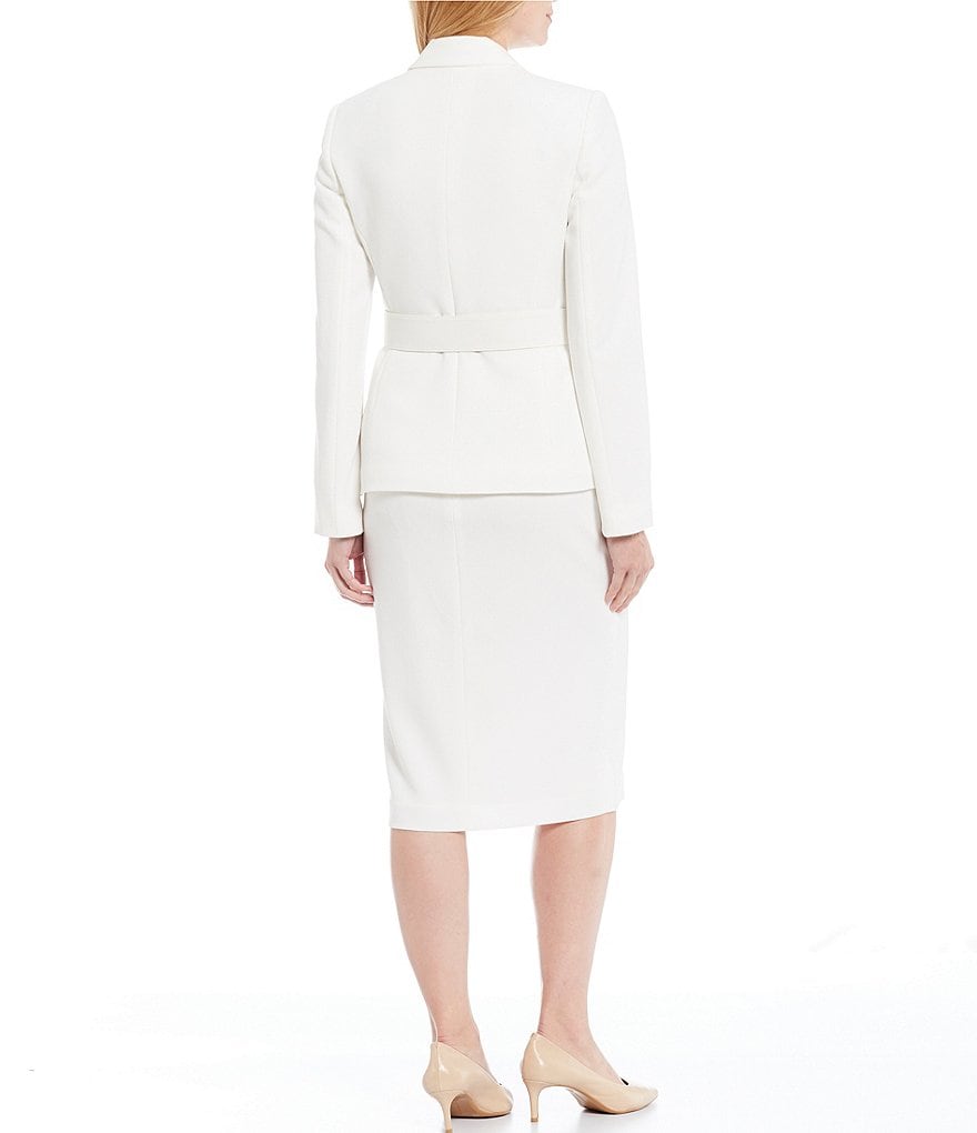 Tahari ASL Crepe Pearl Neckline Jacket 2-Piece Dress Suit