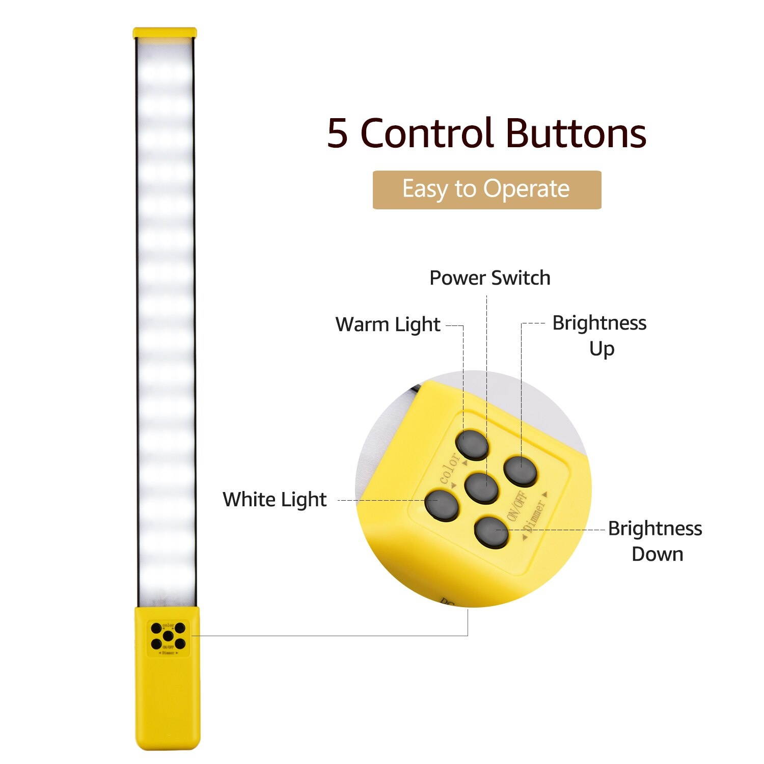Handheld Video  Light Tube Photography Lamp 3000K-5700K Dimmable CRI95 Built-in Rechargeable Battery with  Charging\Bag