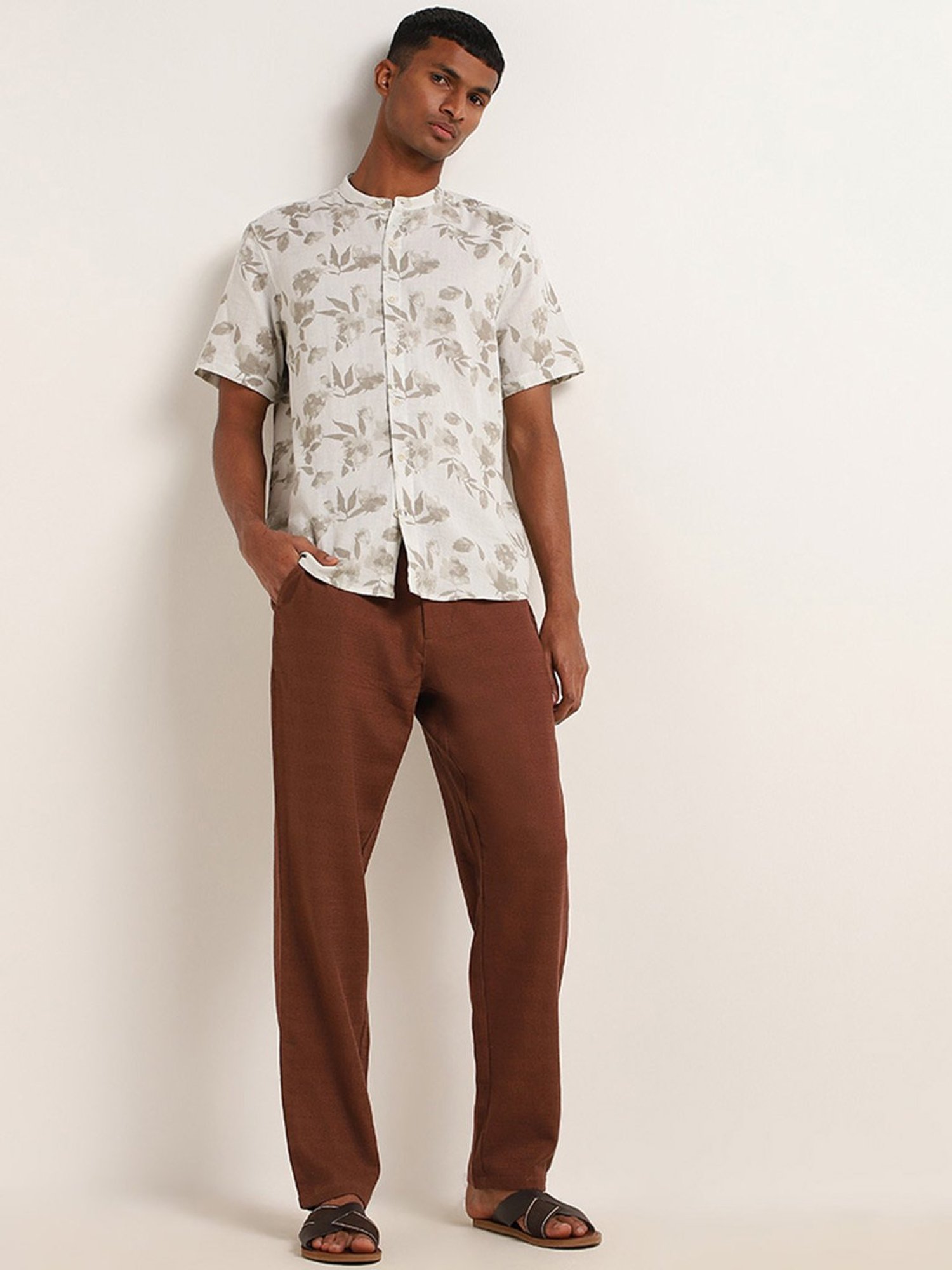 ETA by Westside White Floral Print Resort Fit Shirt