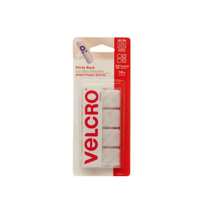 VELCRO 7/8" Sticky Back Squares Adhesives White