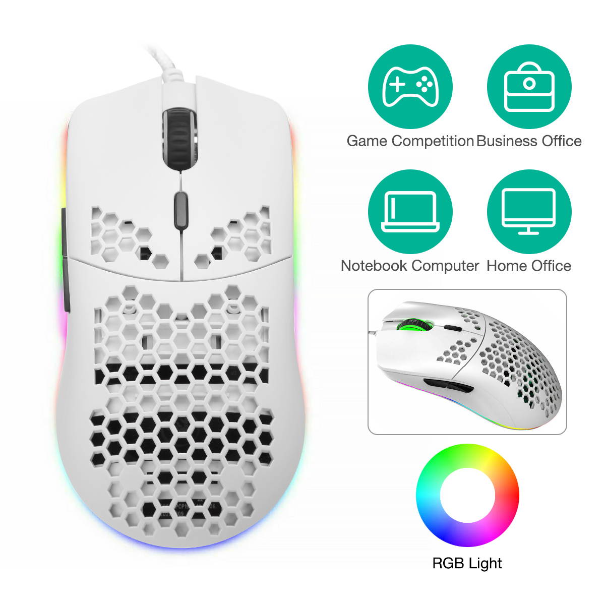 6 Button Wired Gaming Mouse 6400 DPI LED Backlit USB Optical Mechanical Game Mice for PC Laptop Black