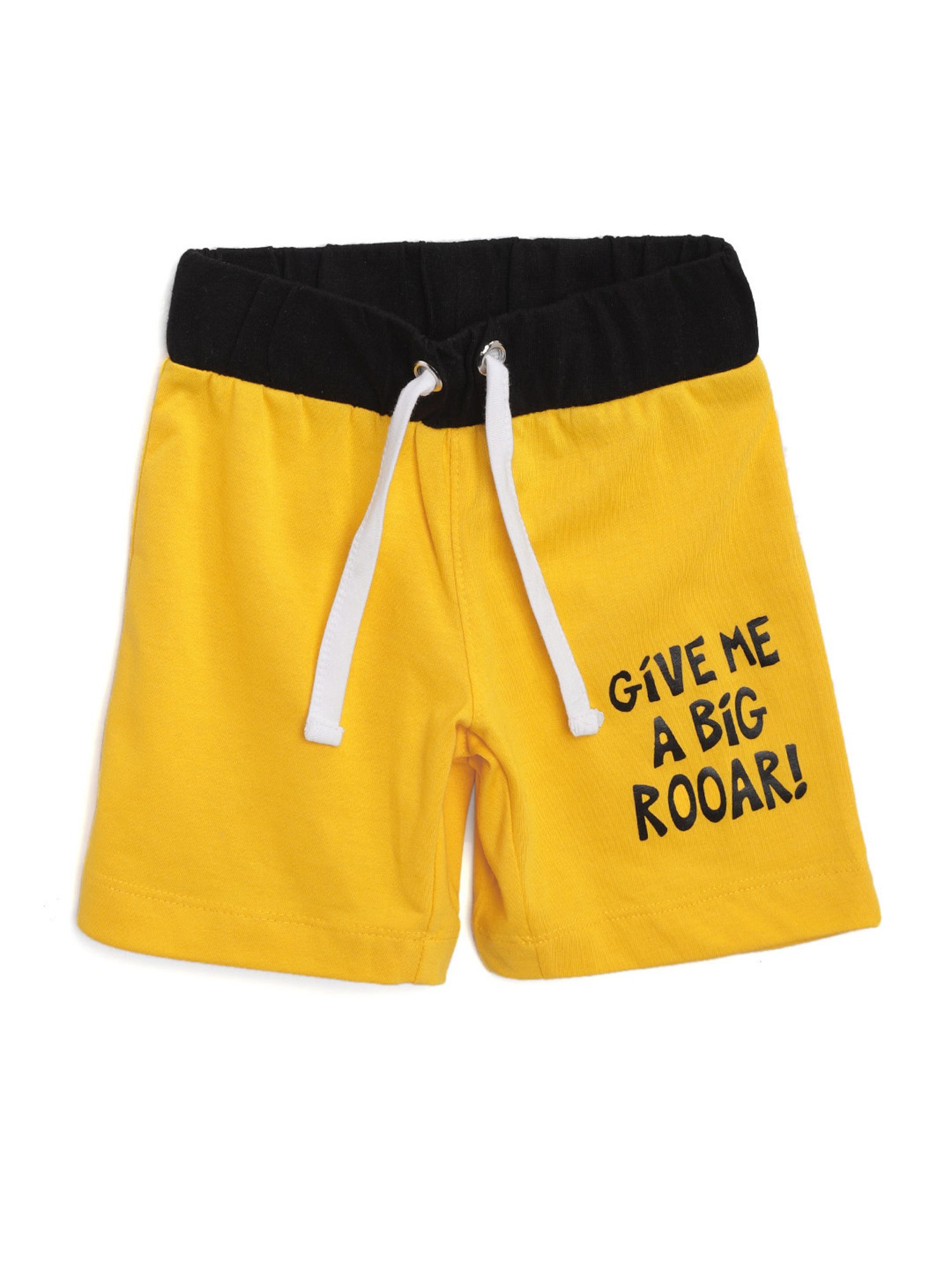 Lazy Shark Kids White & Yellow Printed  T-Shirt with  Shorts