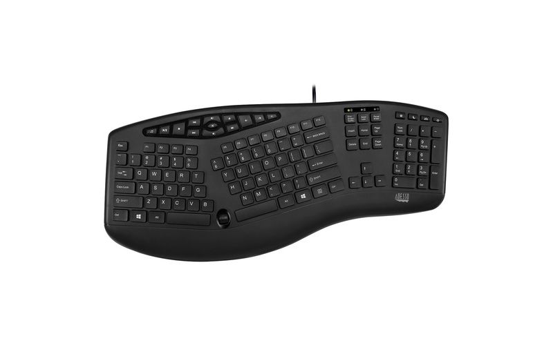 Adesso TruForm Media 160 - Ergonomic Desktop Keyboard - Cable Connectivity - USB Interface - 104 Key - English (US) - Scroll Wheel - Windows