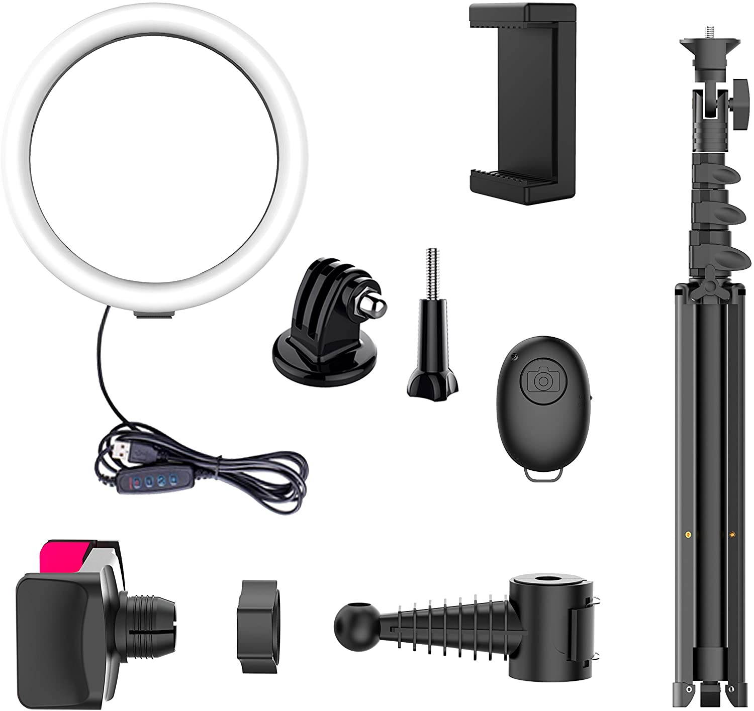 Roll over image to zoom in
10" Selfie Ring Light with Tripod Stand & Phone Holder for Live Stream/Makeup, Dimmable Led Camera Beauty Ringlight for YouTube TikTok/Photography Compatible for iPhone and