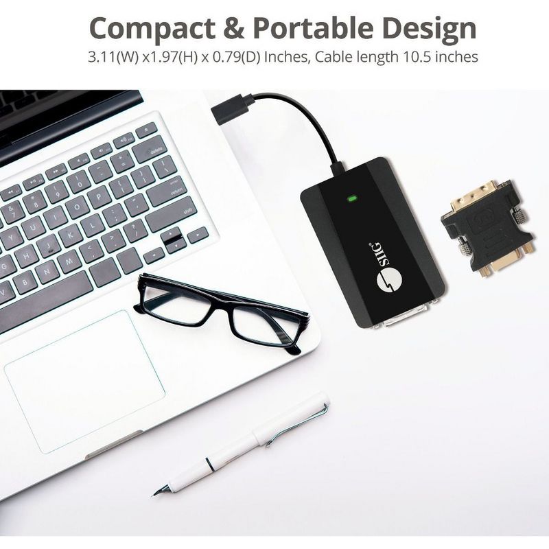 SIIG USB 3.0 to DVI / VGA Pro Adapter - 1080p @60Hz - Multiple Display Modes Supported - USB Bus Powered