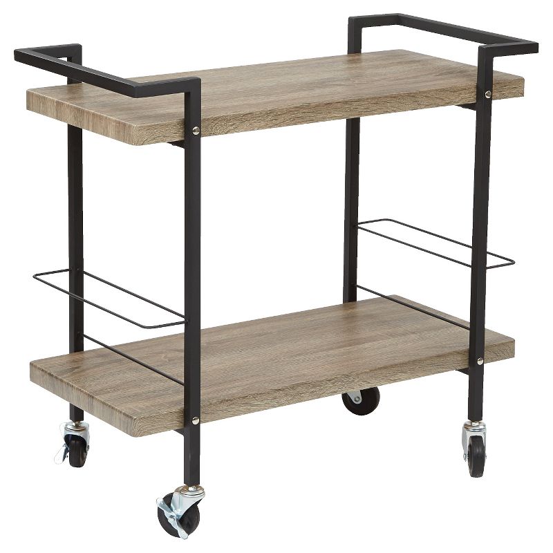 Flash Furniture Castleberry Rustic Wood Grain and Iron Kitchen Serving and Bar Cart